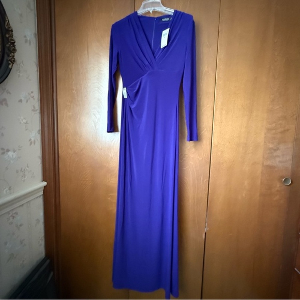 Ralph Lauren Black Label NWT Sz 4 Ret $190 Elegant Deep Purple Long Sleeve Dress